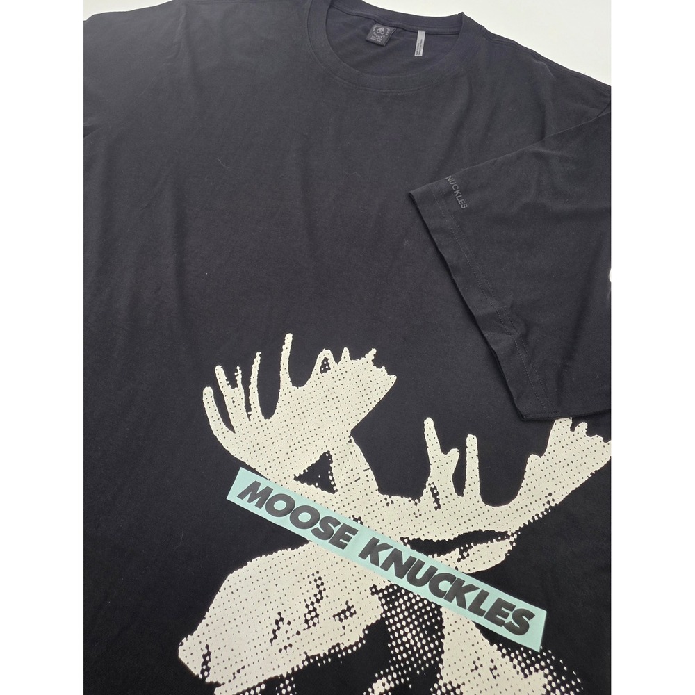 MOOSE KNUCKLES VINSON MASSIF TEE SHIRT MENS 2XL XXL BLACK BIG GRAPHIC LOGO NWOT